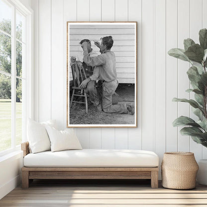 Cajun Farmers Haircut Scene New Iberia Louisiana 1938