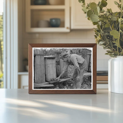 William E Smith Inspects Beehives Louisiana 1938