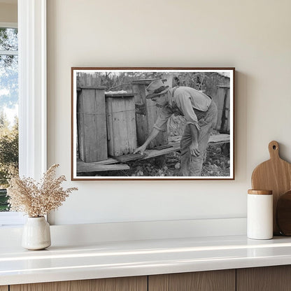 William E Smith Inspects Beehives Louisiana 1938