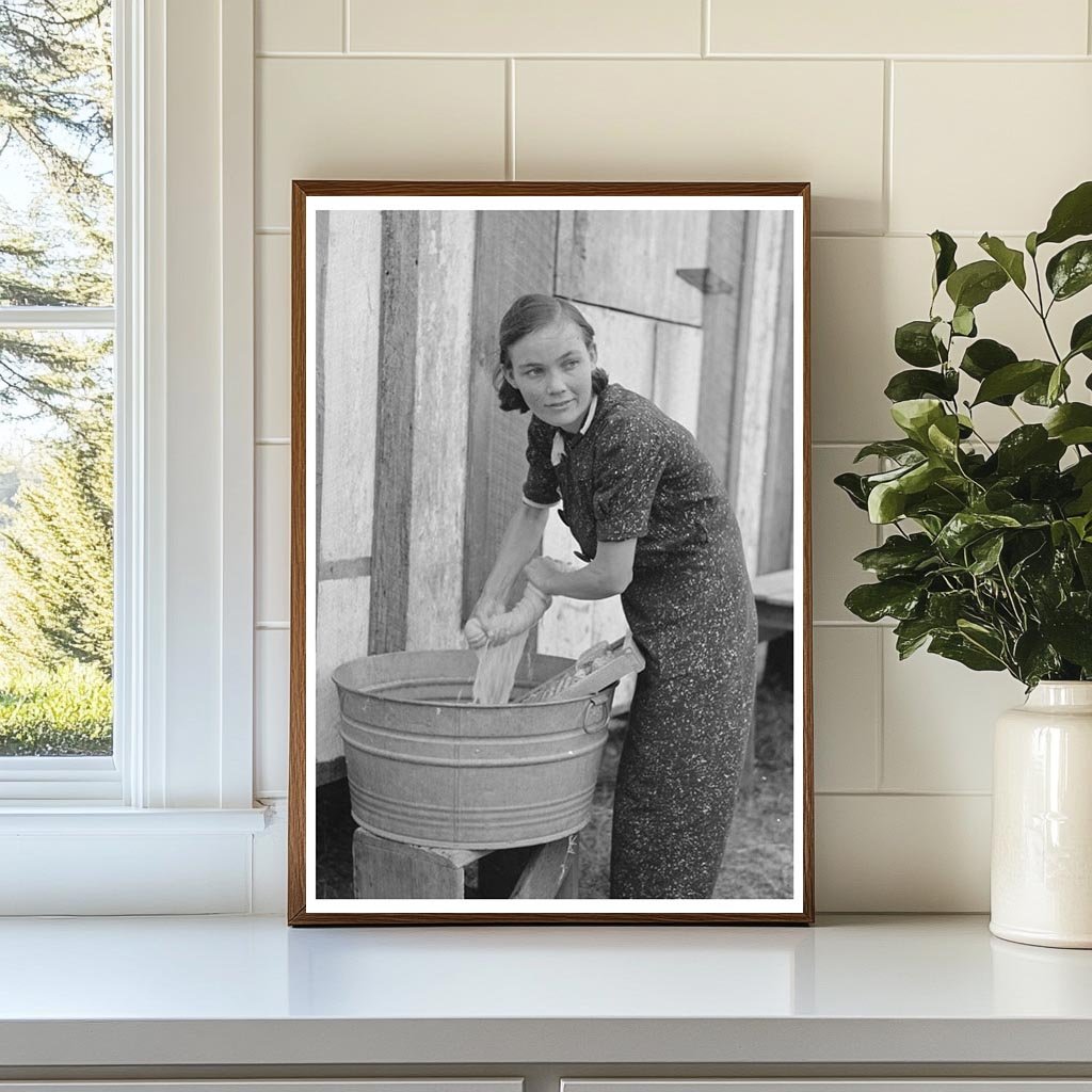 Vintage 1938 Photo of Farmers Wife Washing Clothes Louisiana