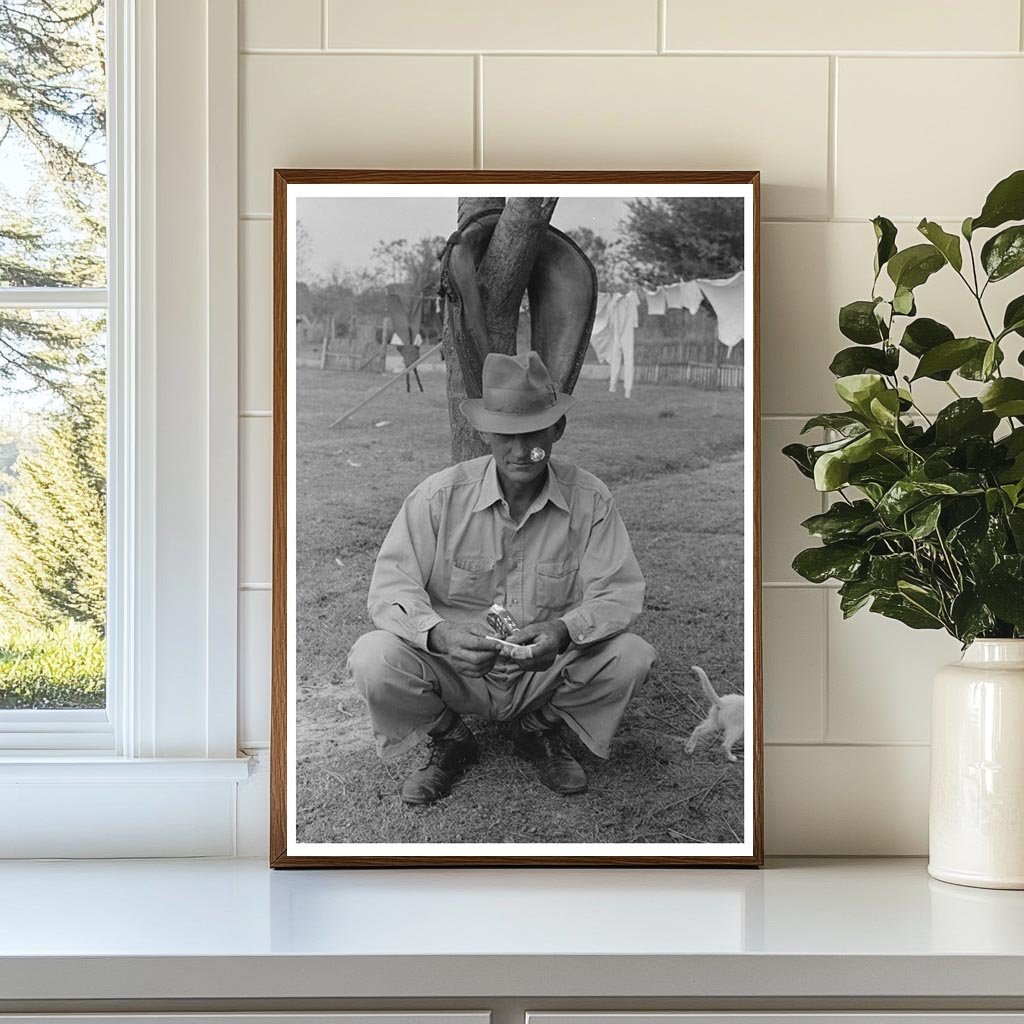 Sugarcane Farmer Rolling Cigarette Morganza Louisiana 1938