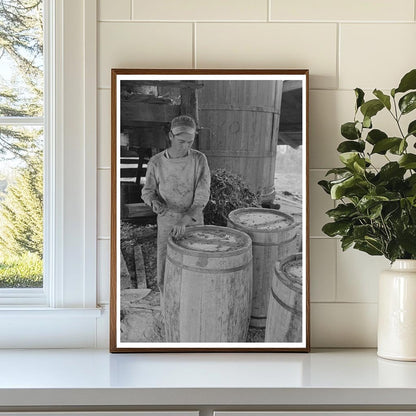 Worker Caulking Barrels at Turpentine Still 1938