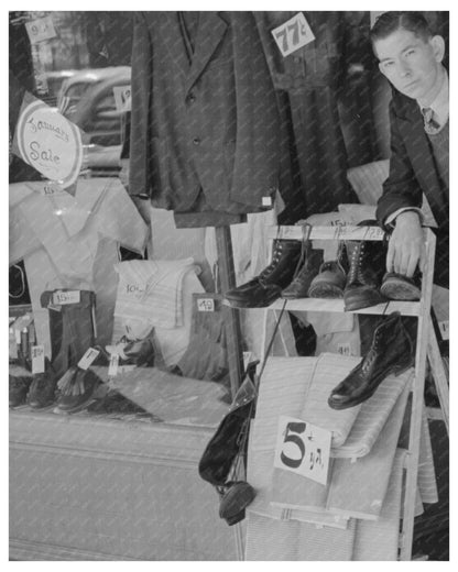 Vintage Salesman at Storefront in Laurel Mississippi 1939