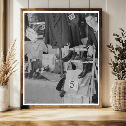 Vintage Salesman at Storefront in Laurel Mississippi 1939