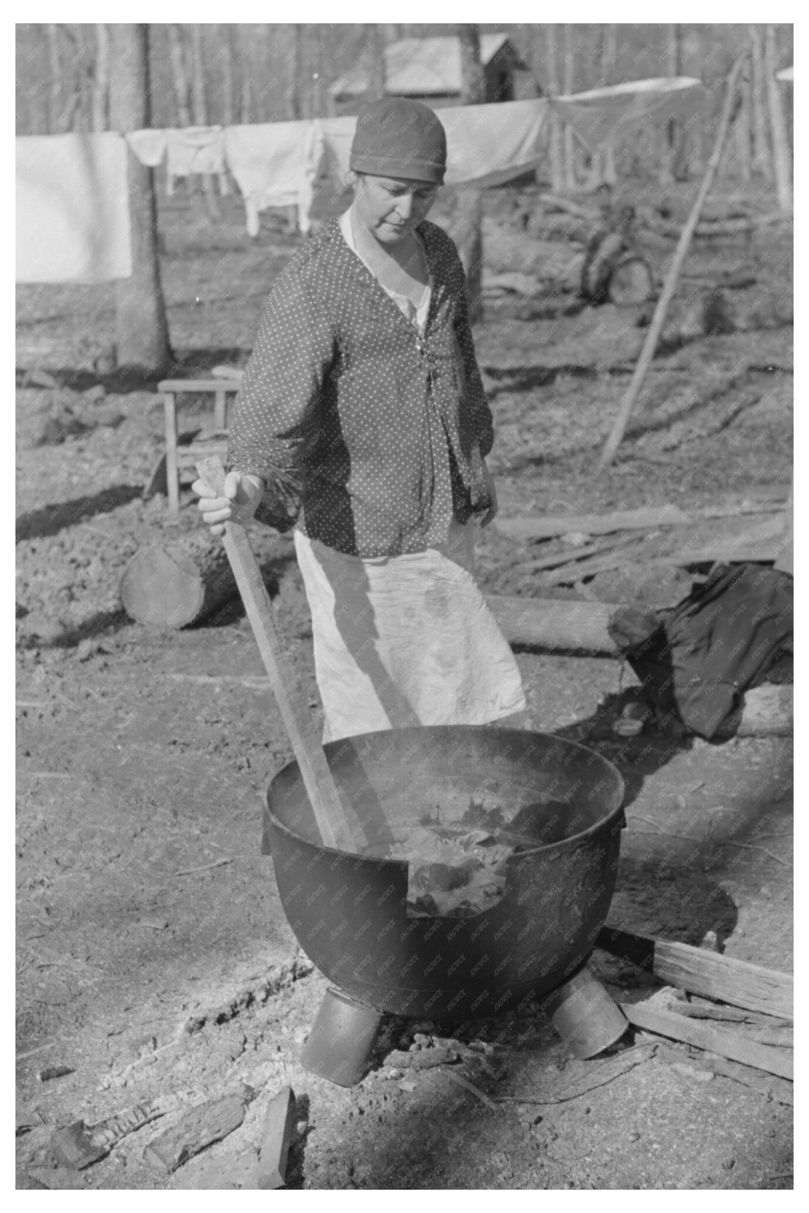 Housewife Boiling Clothes at Chicot Farms Arkansas 1939