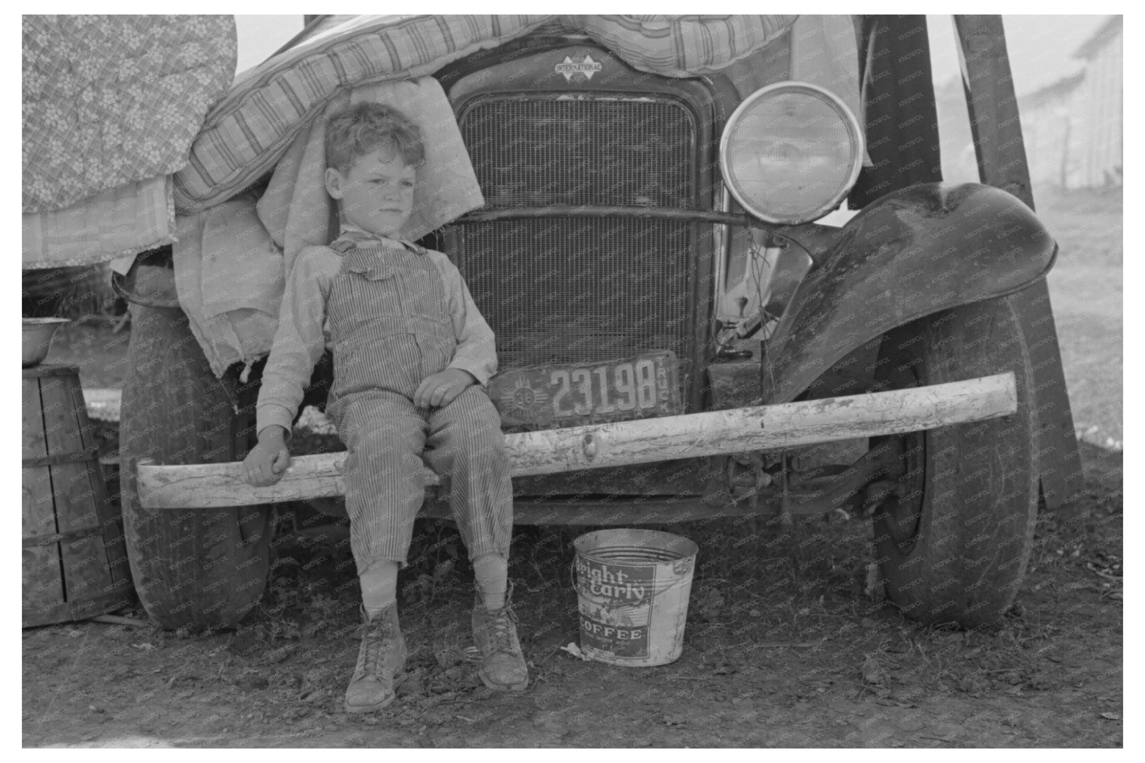 Young Boy on Truck Bumper Weslaco Texas January 1939