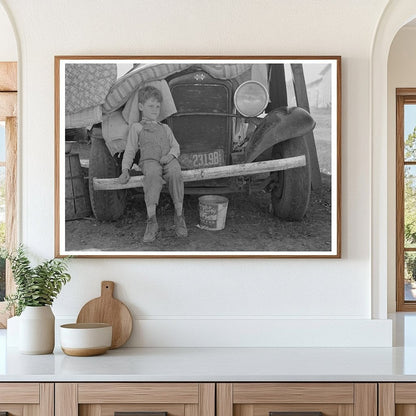 Young Boy on Truck Bumper Weslaco Texas January 1939