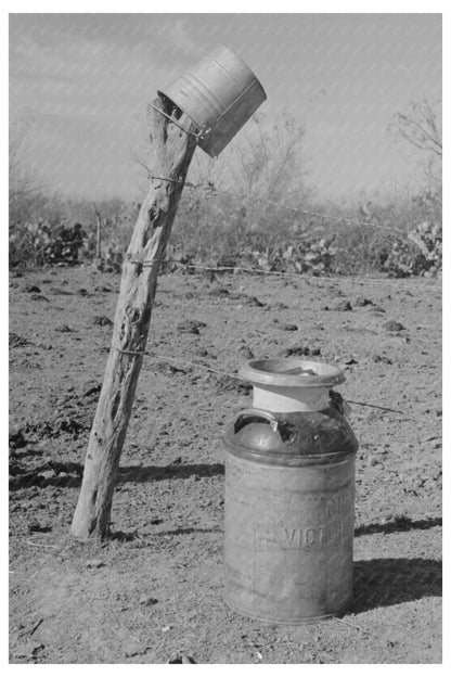 Vintage Milk Can and Pail by Pickup Truck 1939