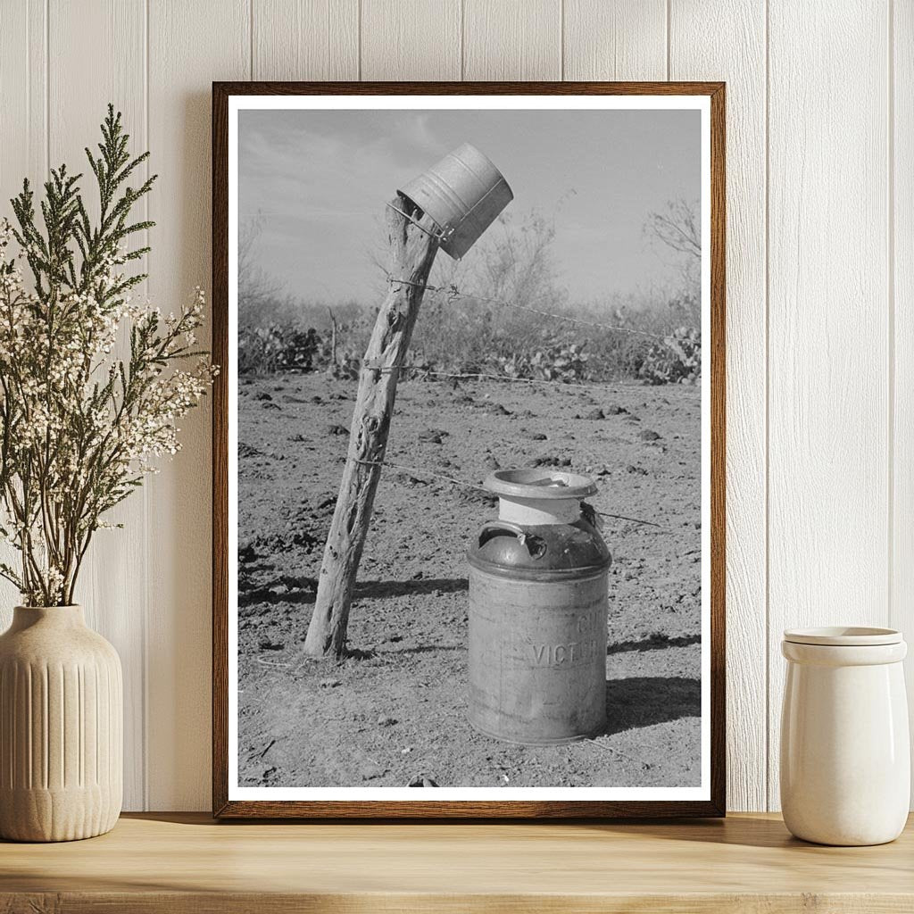 Vintage Milk Can and Pail by Pickup Truck 1939