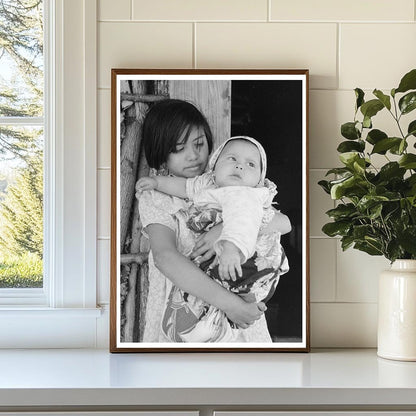 Mexican Girl with Baby Sister Near Santa Maria Texas 1939