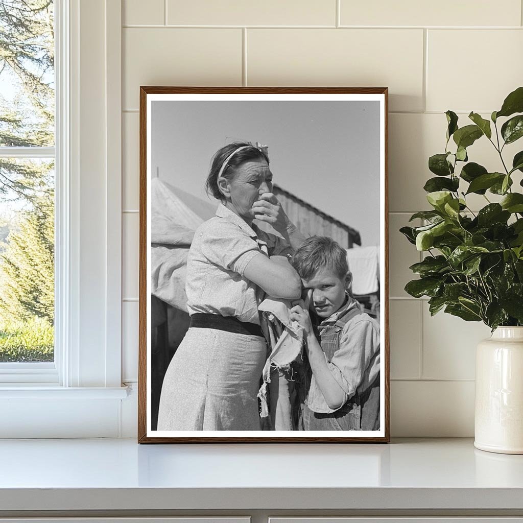 Vintage 1939 Photo of Migrant Mother and Son in Texas