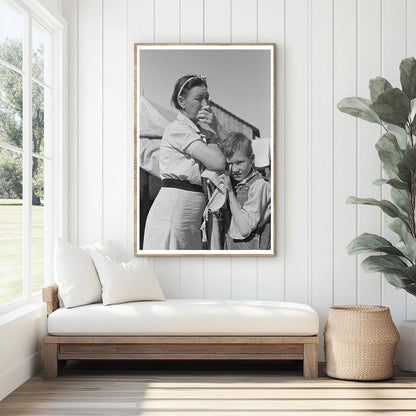 Vintage 1939 Photo of Migrant Mother and Son in Texas