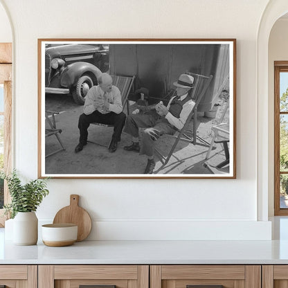 Vintage 1939 Camping Scene with Tourists in McAllen Texas