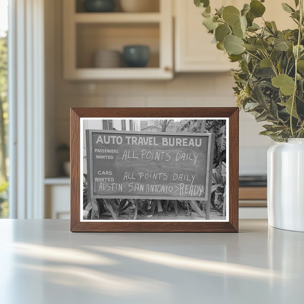 Auto Travel Bureau Sign Harlingen Texas February 1939