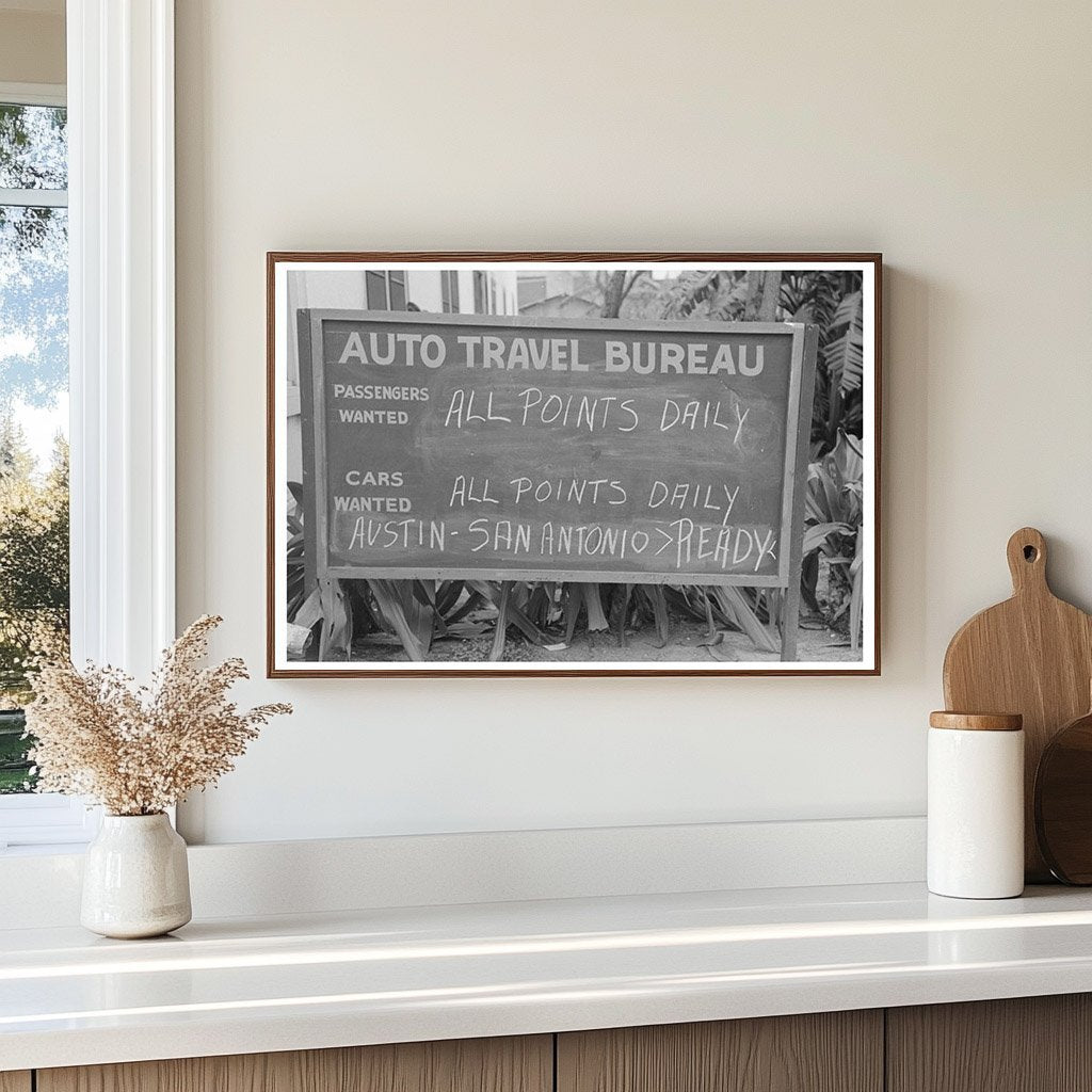 Auto Travel Bureau Sign Harlingen Texas February 1939