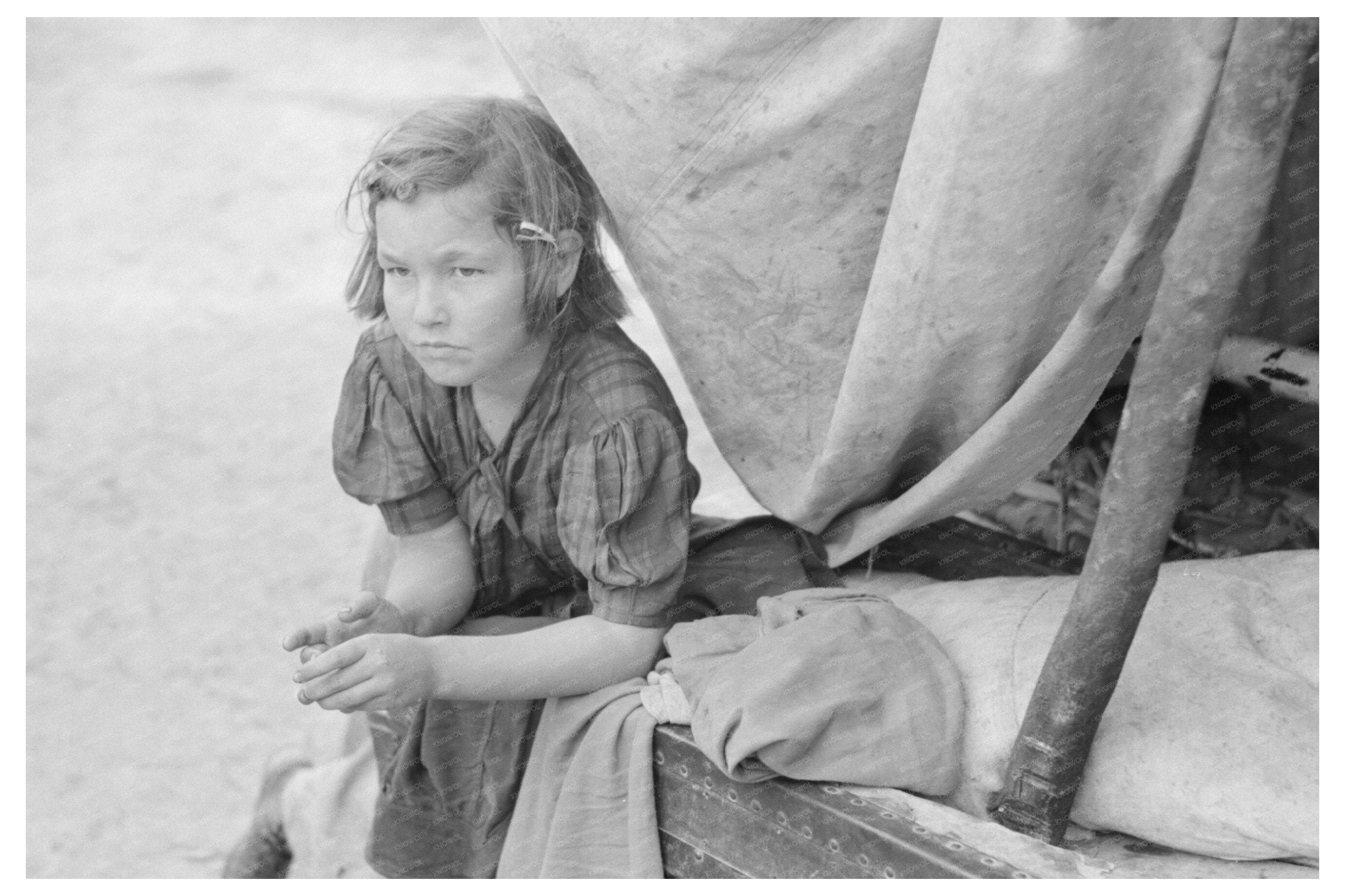 Child in Makeshift Playhouse Harlingen Texas February 1939