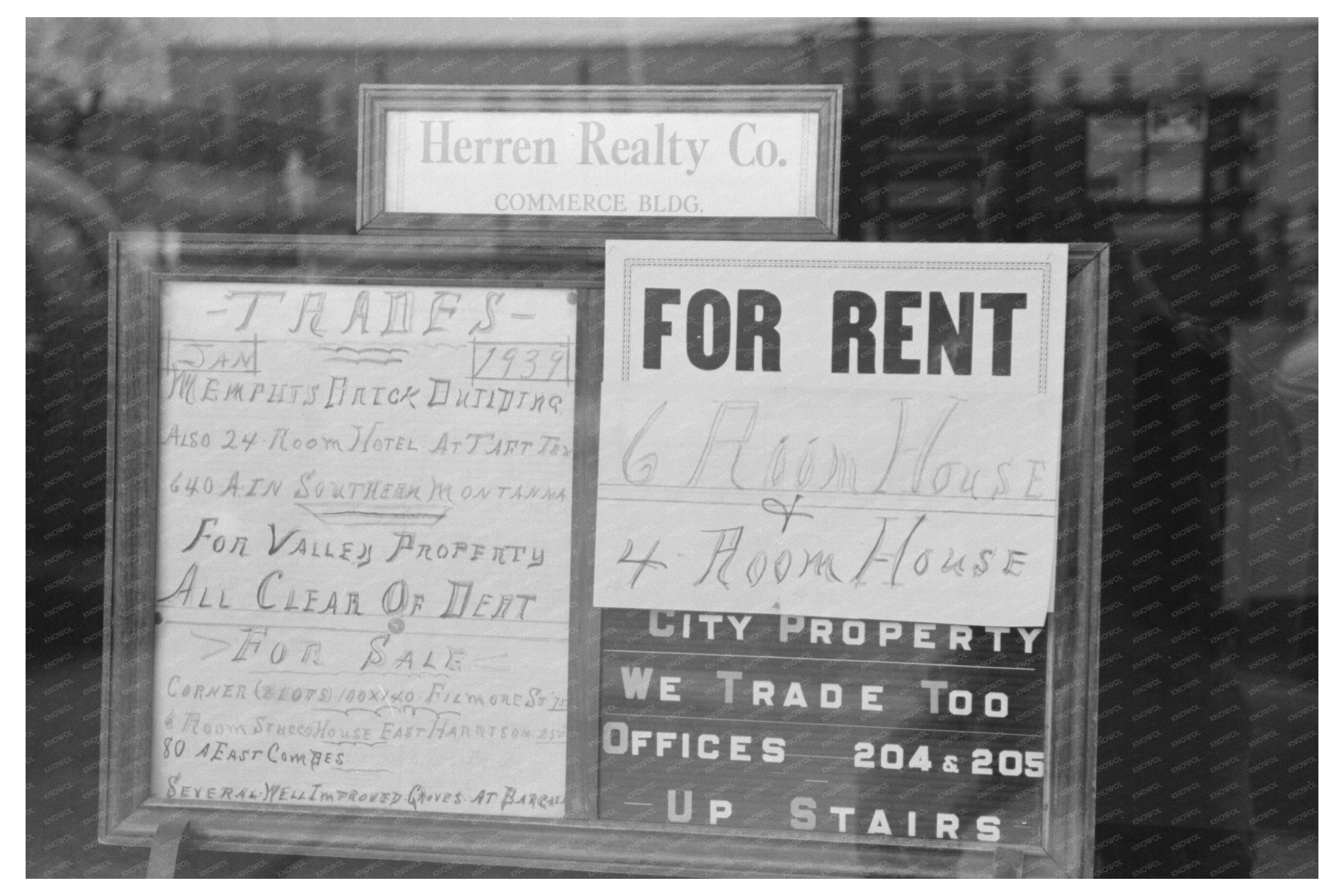 Vintage Real Estate Window Harlingen Texas 1939