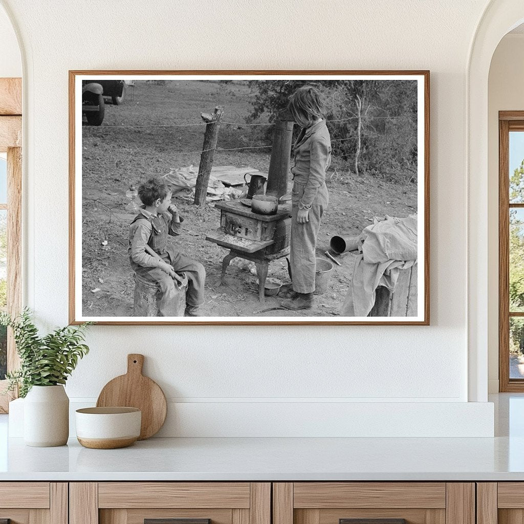 Child Adds Water to Boiling Beans Near Harlingen Texas 1939