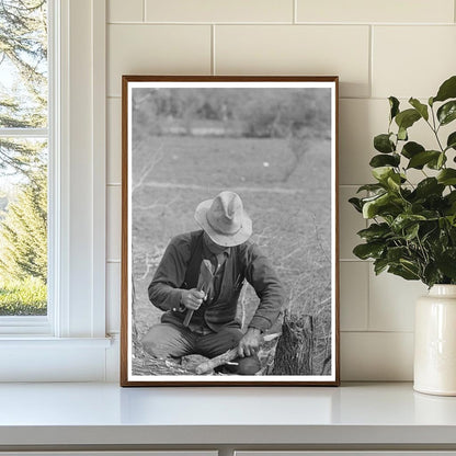 Migrant Worker Building Tent Stakes in Harlingen 1939