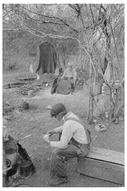 Vintage 1939 Camp of Migrant Men in Harlingen Texas