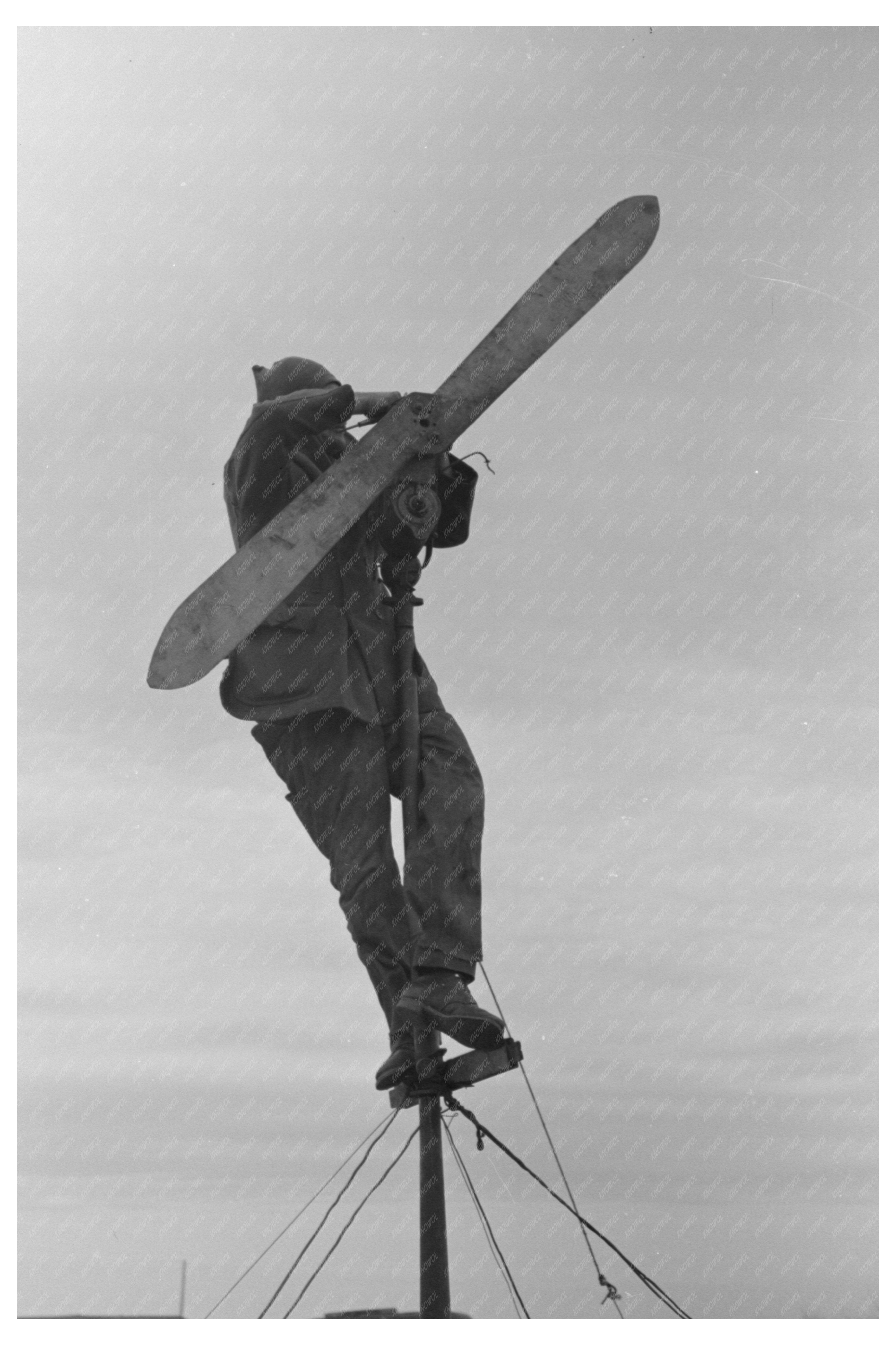 Shrimp Fisherman Installing Wind Charger Corpus Christi 1939