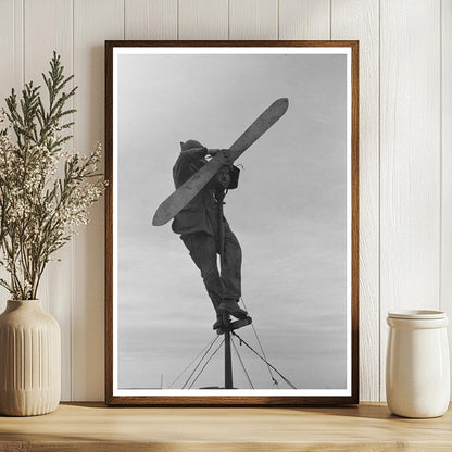 Shrimp Fisherman Installing Wind Charger Corpus Christi 1939