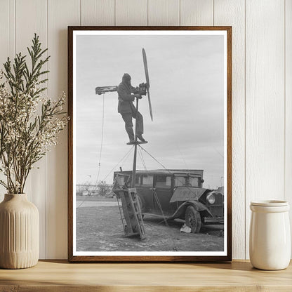 Shrimp Fisherman Erects Wind Charger in Corpus Christi 1939