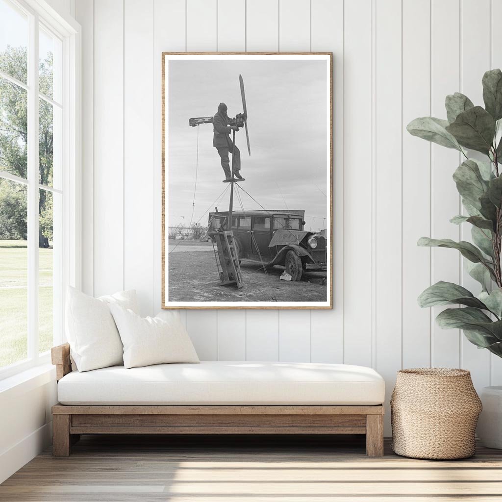 Shrimp Fisherman Erects Wind Charger in Corpus Christi 1939