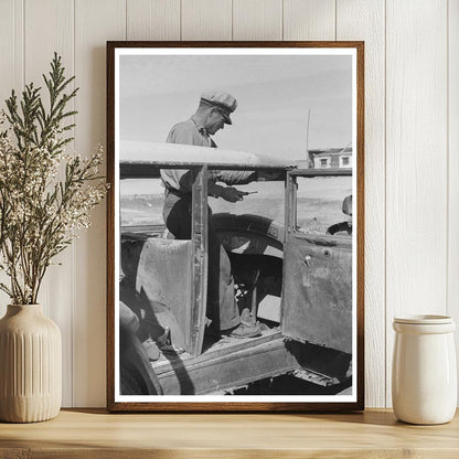 Migrant Auto Wrecker Dismantling Car in Corpus Christi 1939