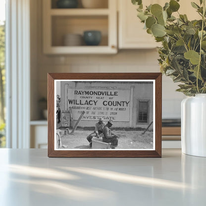 Vintage 1939 Photo of People by Railroad Tracks Texas