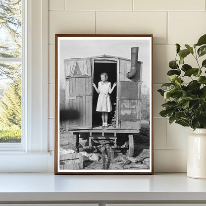 Migrant Girl in Doorway of Trailer Texas 1939