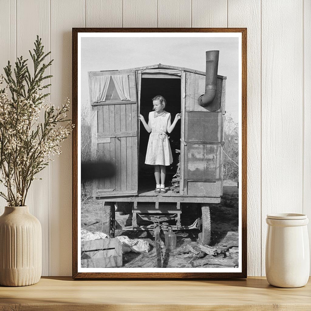 Migrant Girl in Doorway of Trailer Texas 1939