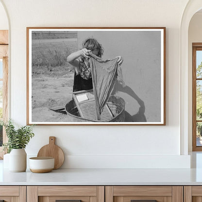 Girl Managing Household Duties in Trailer Home 1939