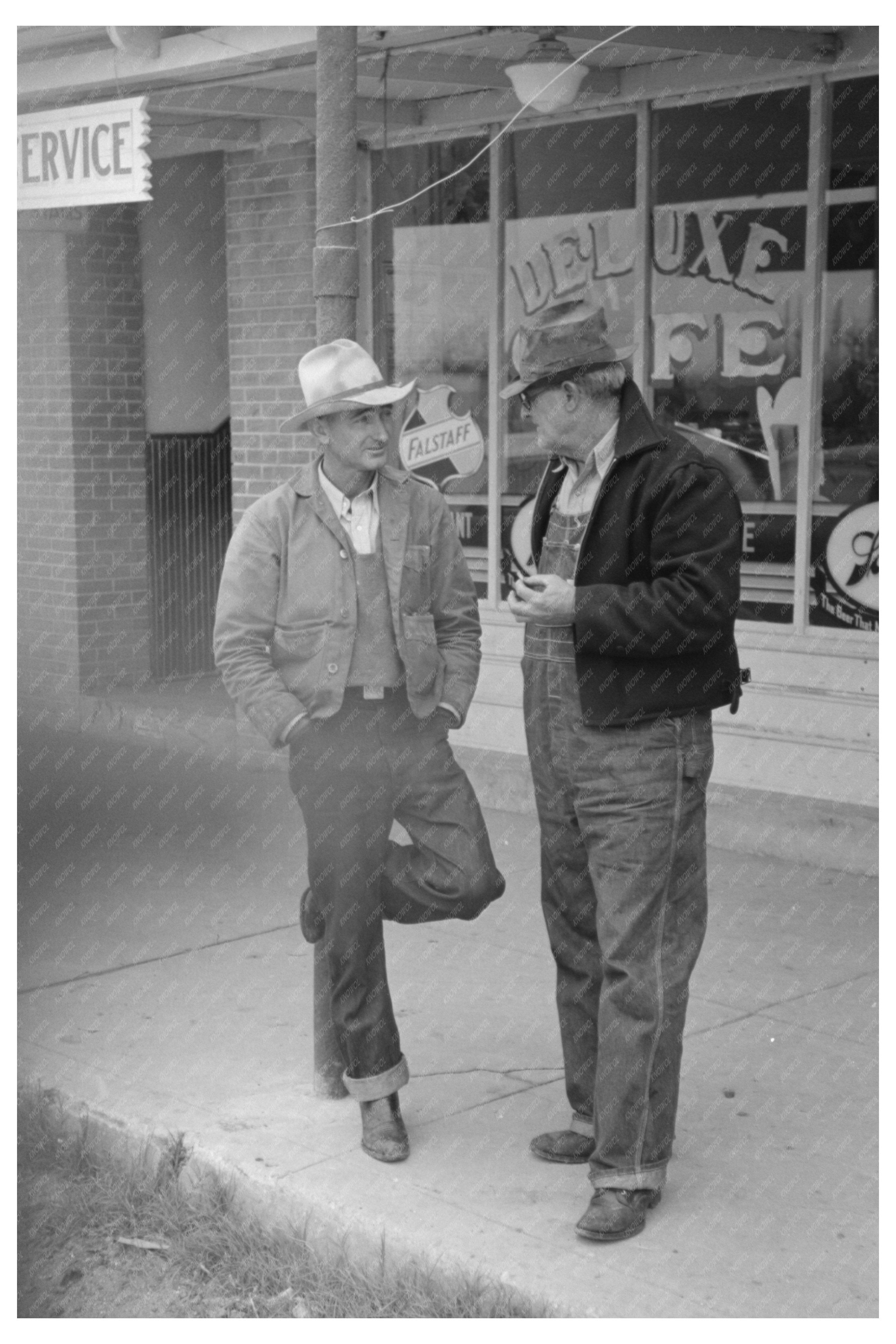 Men Conversing on Sinton Texas Sidewalks February 1939