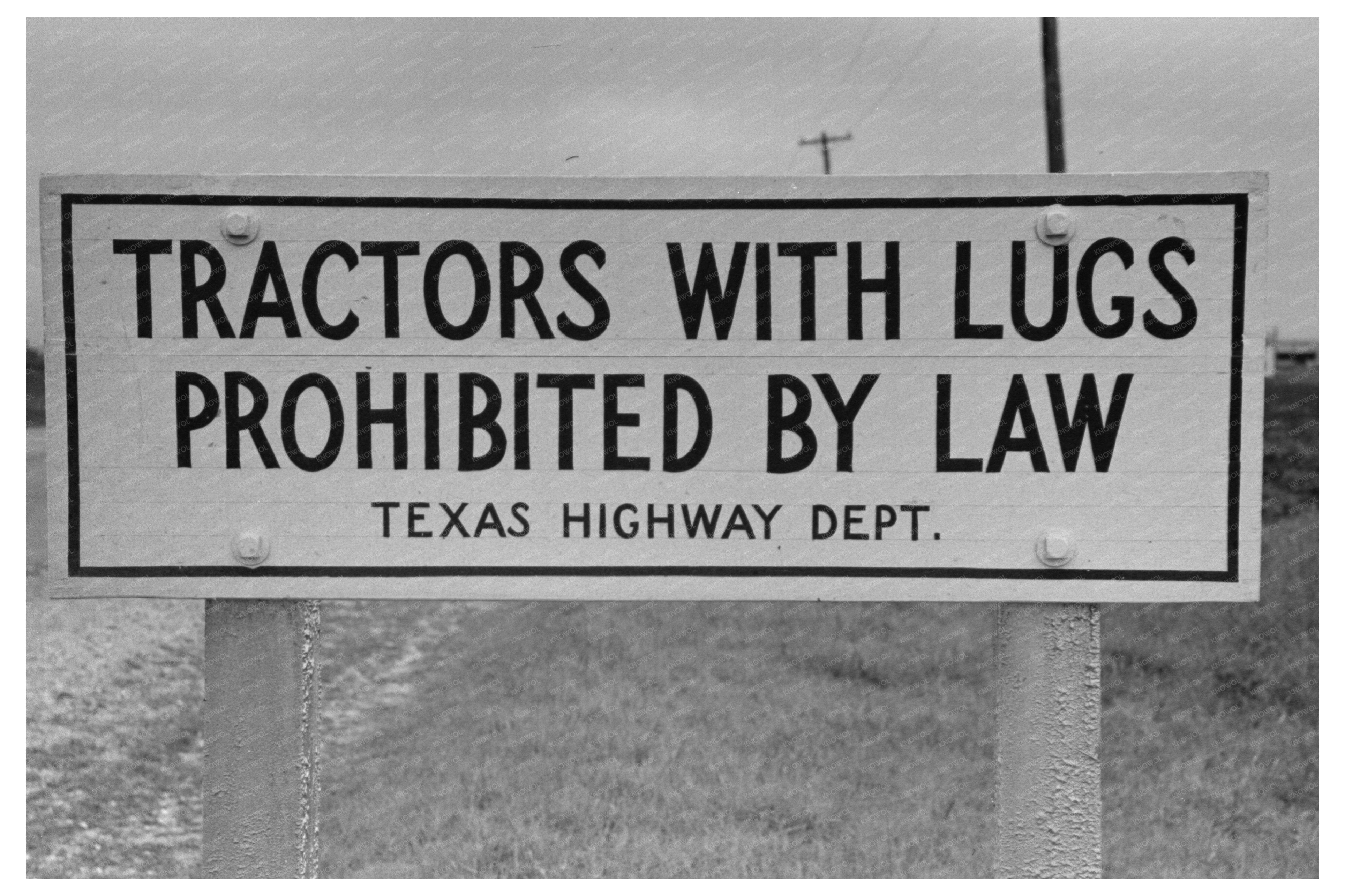 Highway Sign Near Sinton Texas February 1939