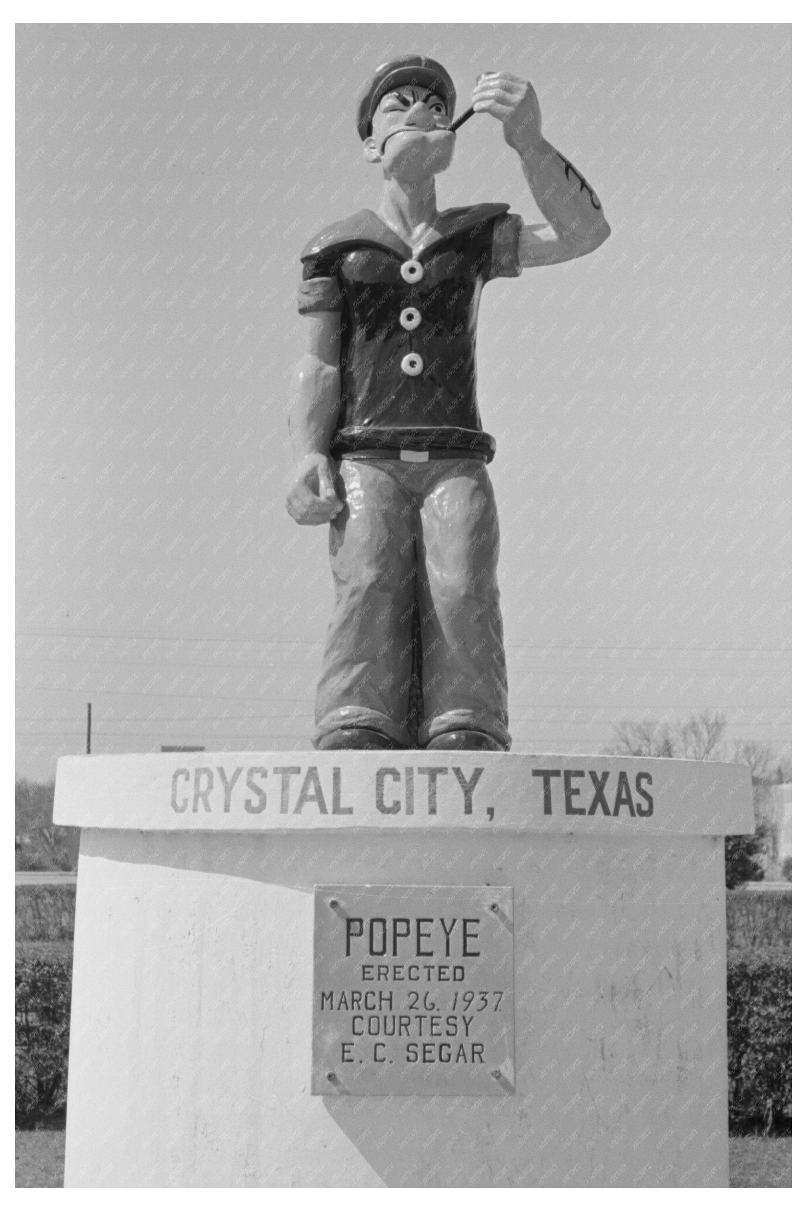 Popeye Monument in Crystal City Texas 1939