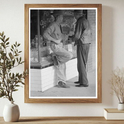 Crystal City Texas Residents Conversing Outside Grocery Store 1939