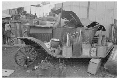 Vintage 1939 San Antonio Texas Automobile and Potted Flowers