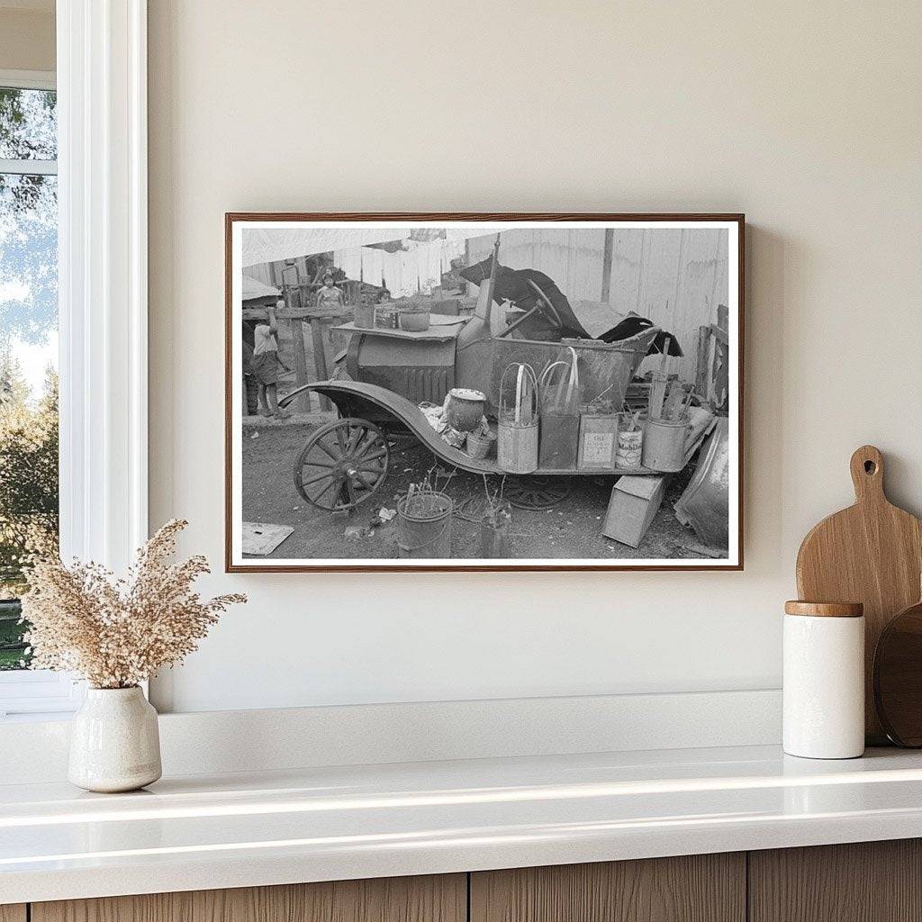 Vintage 1939 San Antonio Texas Automobile and Potted Flowers