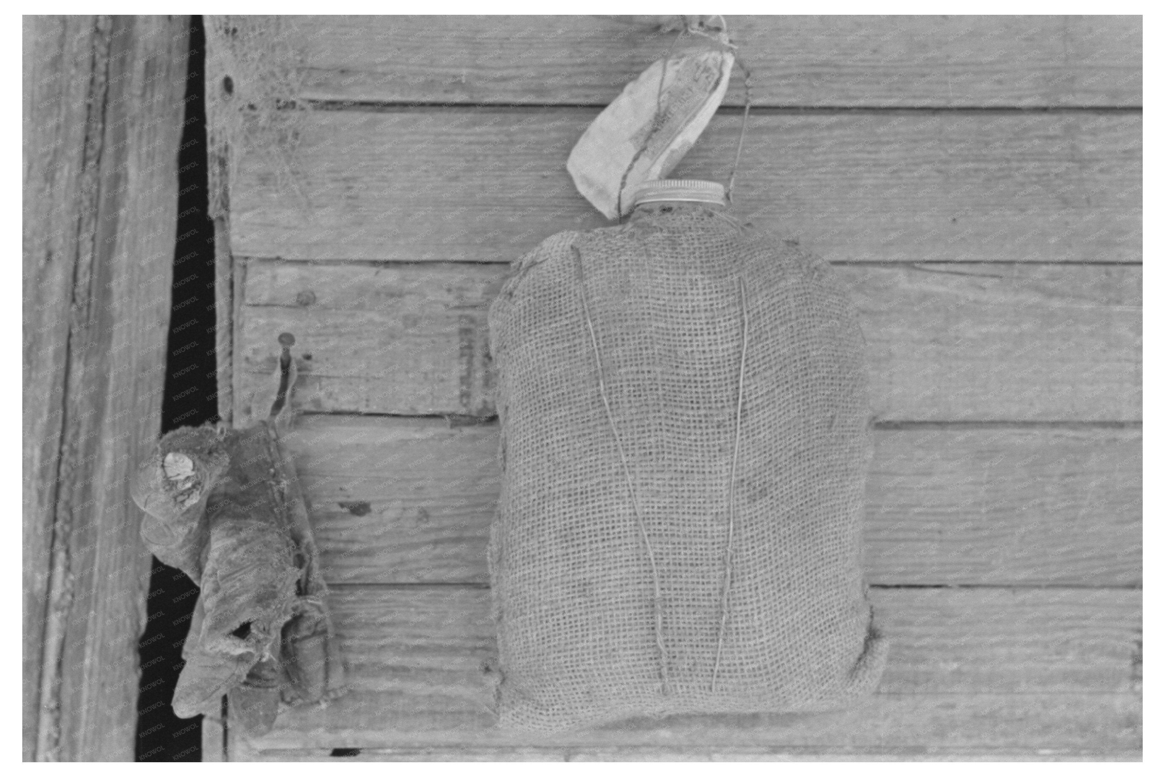 Burlap Water Bottle in Mexican House San Antonio 1939