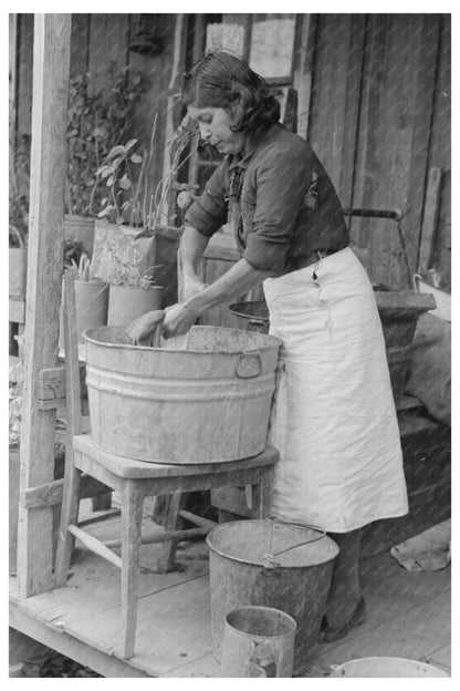 Mexican Woman Washing Clothes in San Antonio 1939