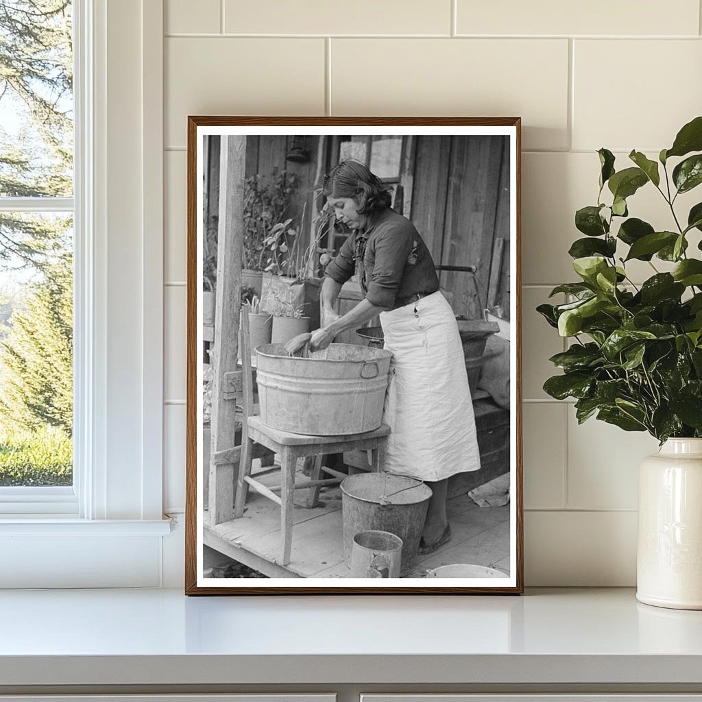 Mexican Woman Washing Clothes in San Antonio 1939