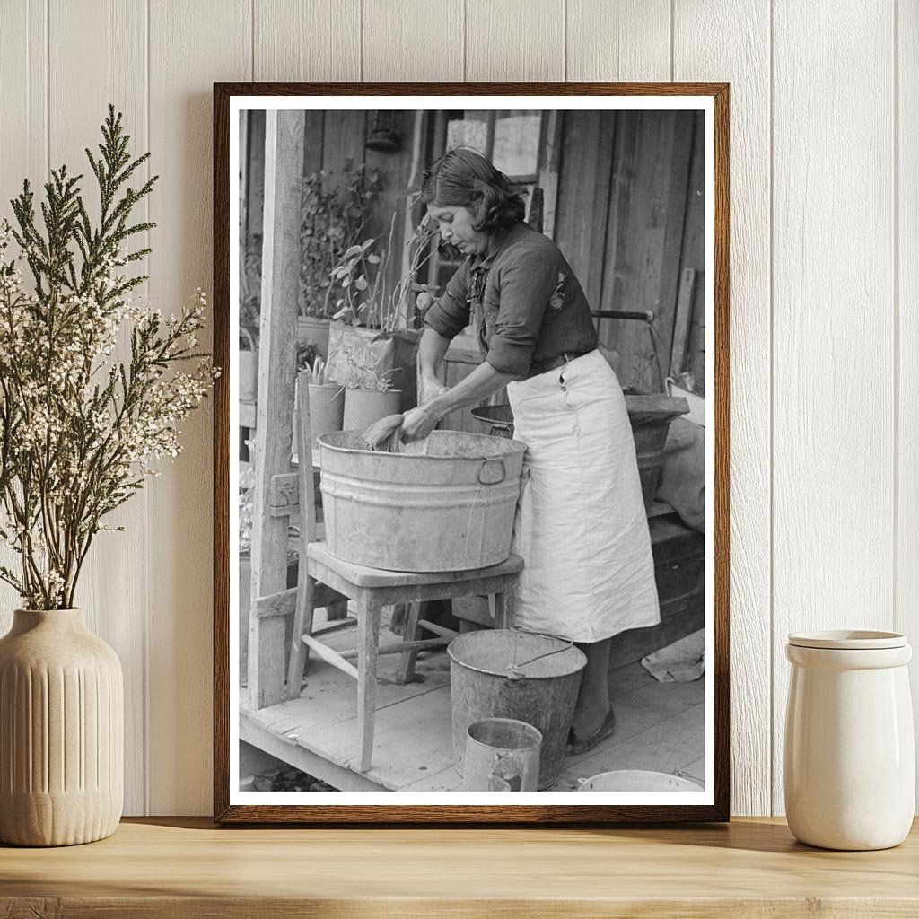 Mexican Woman Washing Clothes in San Antonio 1939