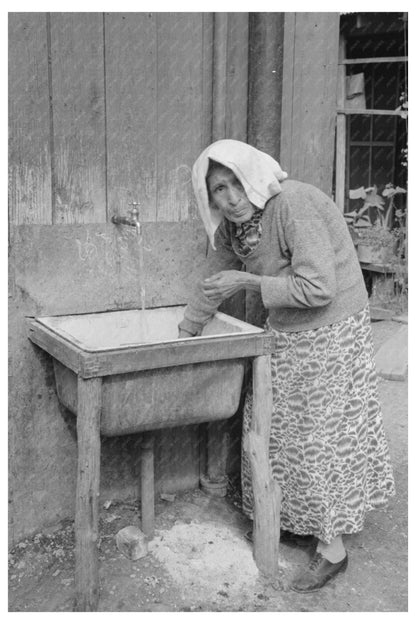 Elderly Woman Drawing Water at San Antonio Hydrant 1939