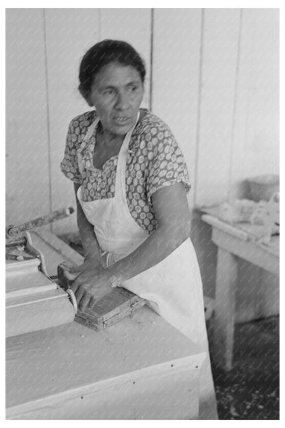 Mexican Woman Flattening Tortillas San Antonio 1939