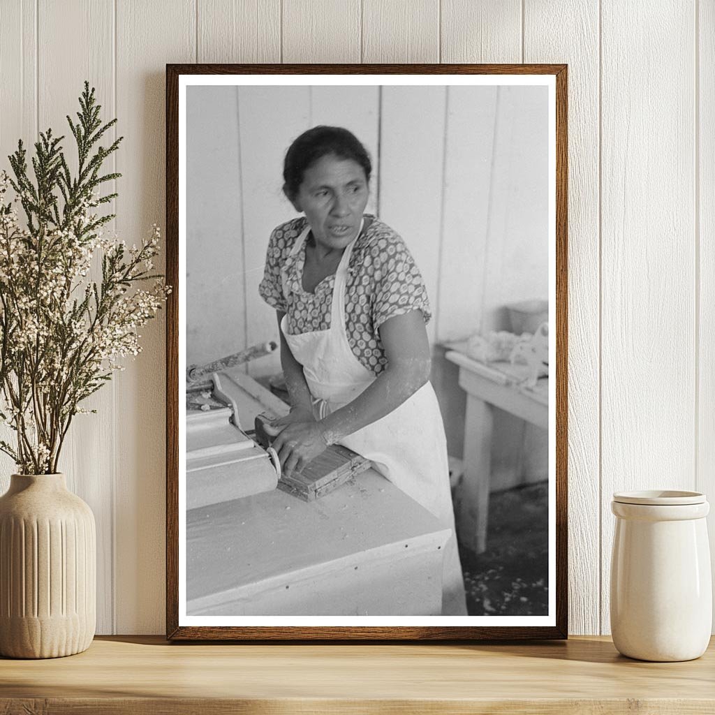 Mexican Woman Flattening Tortillas San Antonio 1939