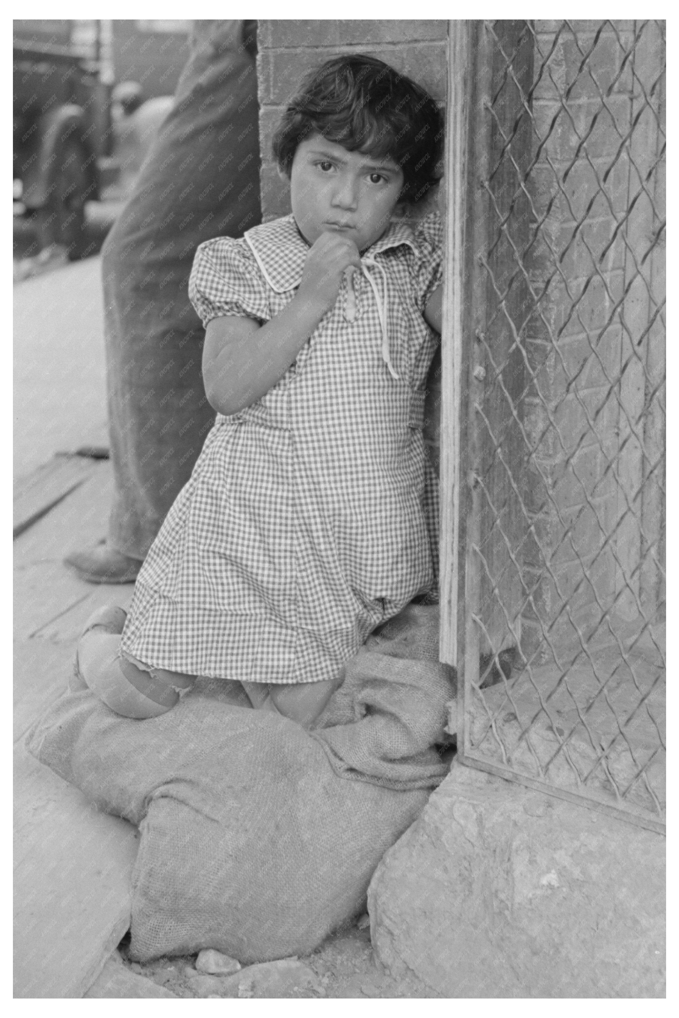 Mexican Girl Playing Near Relief Line San Antonio 1939