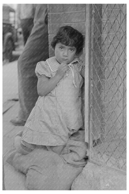 Mexican Girl Playing in San Antonio 1939 Black and White Photo