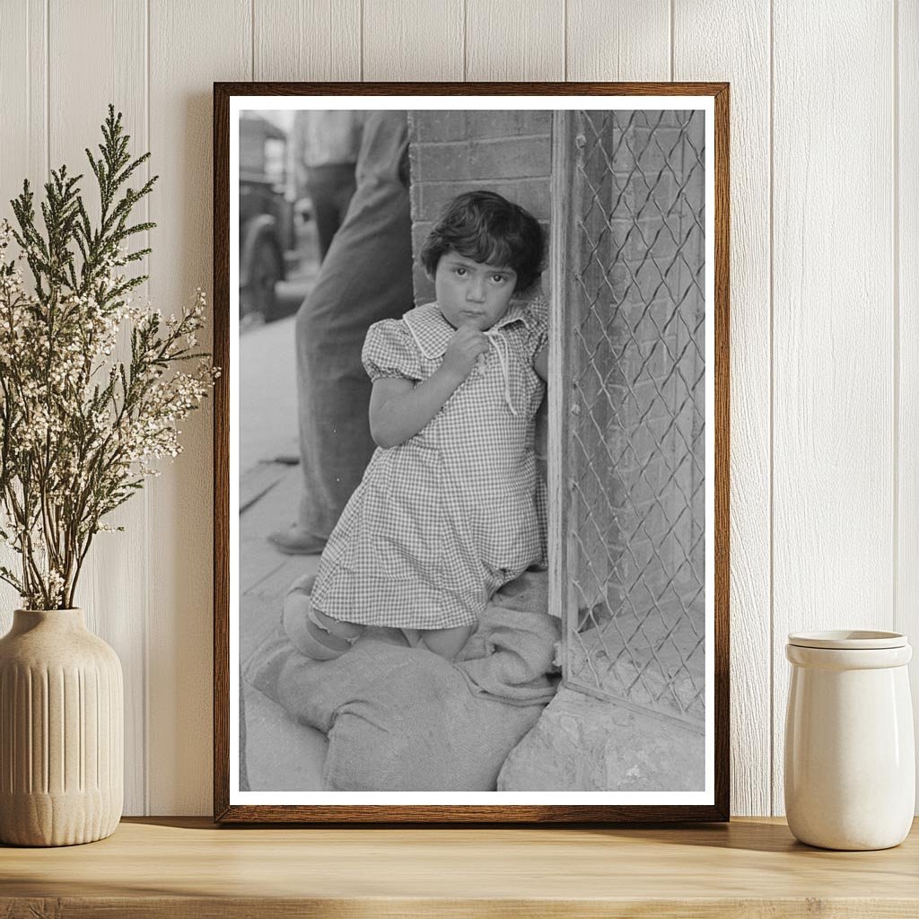 Mexican Girl Playing in San Antonio 1939 Black and White Photo