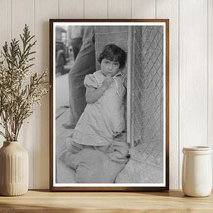 Mexican Girl Playing in San Antonio 1939 Black and White Photo